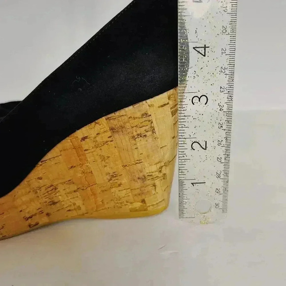 Stuart Weitzman Vintage Black Suede Leather Cork Wedges Women's Size 5 - Picture 10 of 12